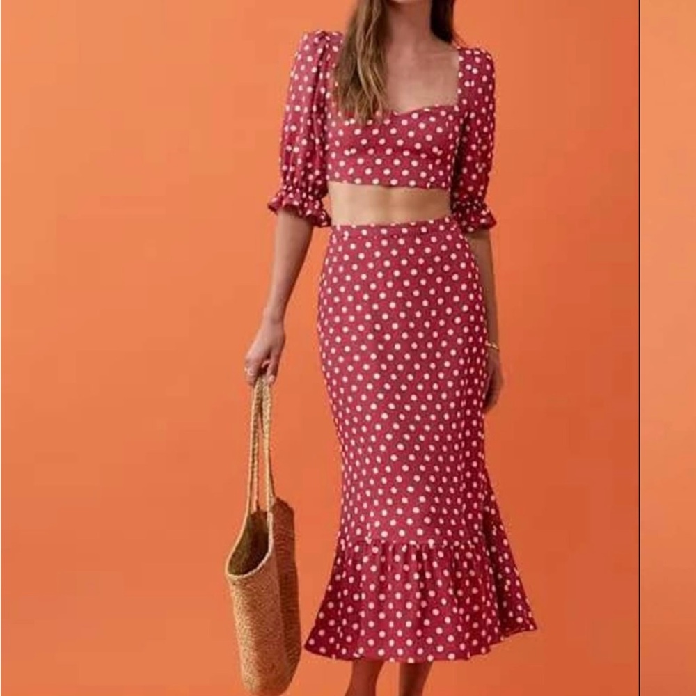 Reformation Fiona red Polka Dot set